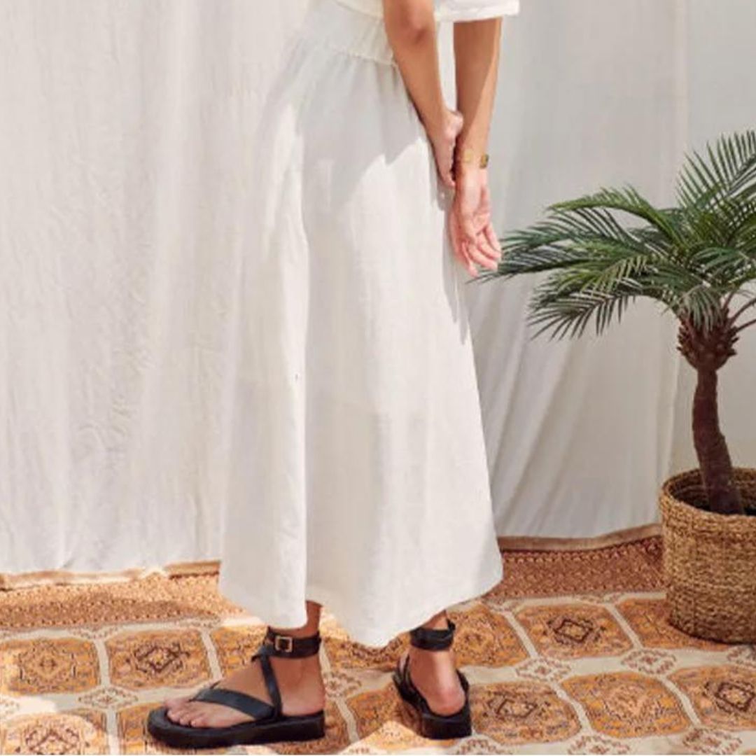 Soepel vallende midirok met elastische tailleband 2