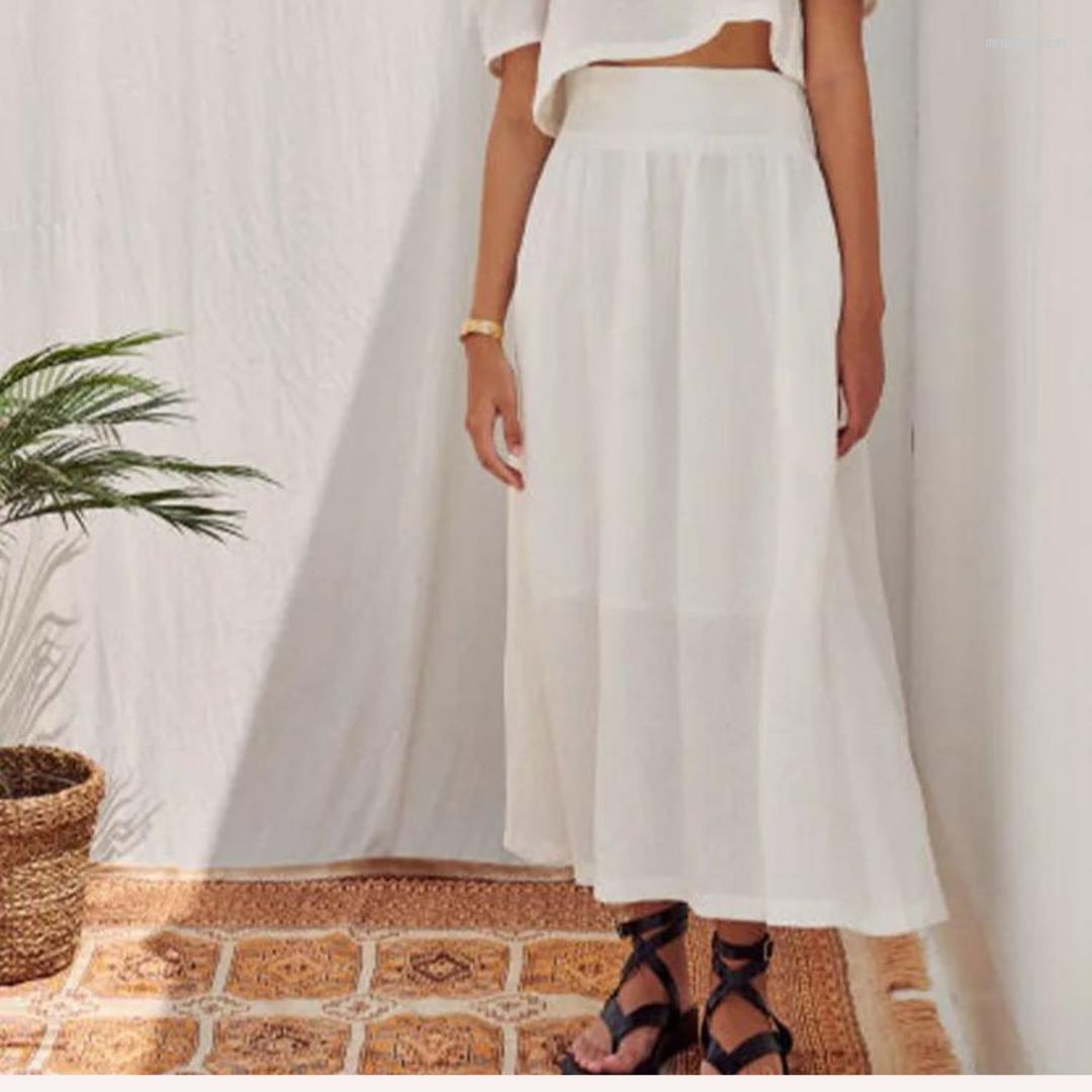 Soepel vallende midirok met elastische tailleband 7