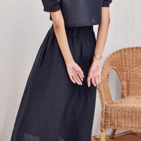 Soepel vallende midirok met elastische tailleband 5