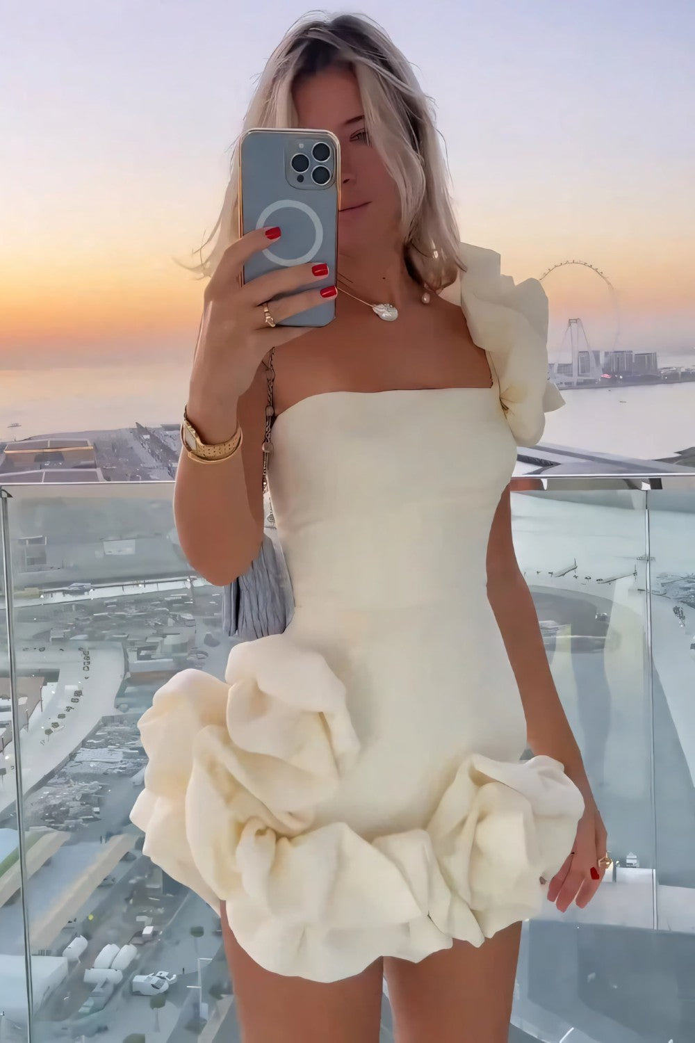 Mini-Cocktailkleid Damen mit Blütenapplikationen - Florielle 7