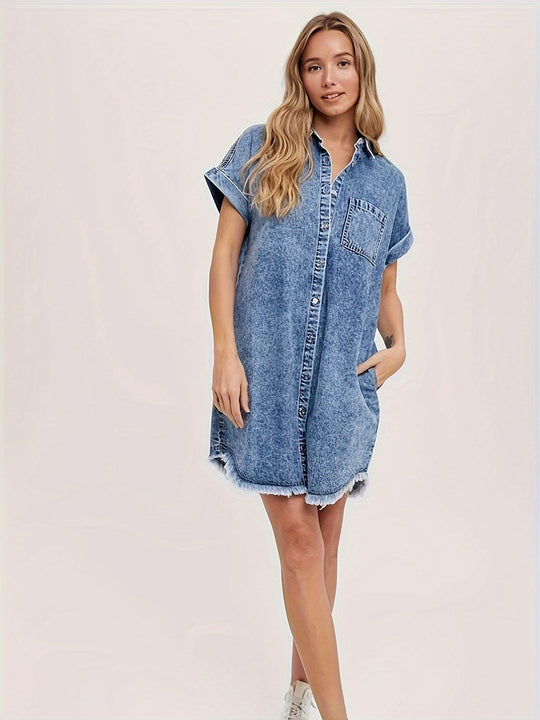 Mini-Jeanskleid Damen mit Knöpfen - Lotte 2