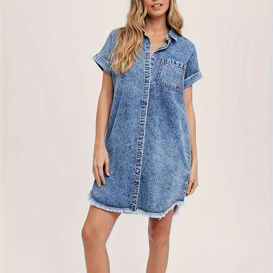 Mini-Jeanskleid Damen mit Knöpfen - Lotte 6