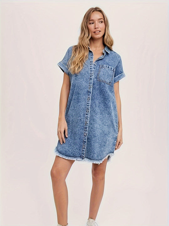 Mini-Jeanskleid Damen mit Knöpfen - Lotte 1