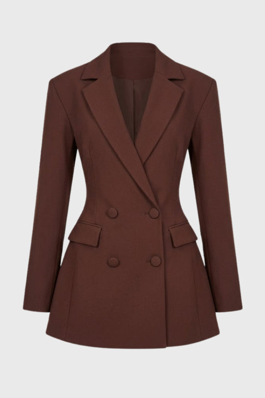 Mini Jurk Dames | Getailleerde Blazersnit & Diepe V-hals