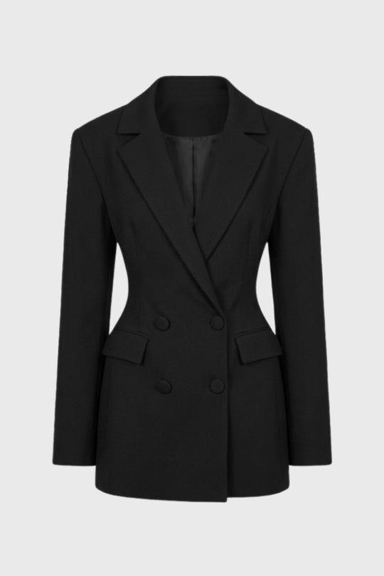 Mini Jurk Dames | Getailleerde Blazersnit & Diepe V-hals
