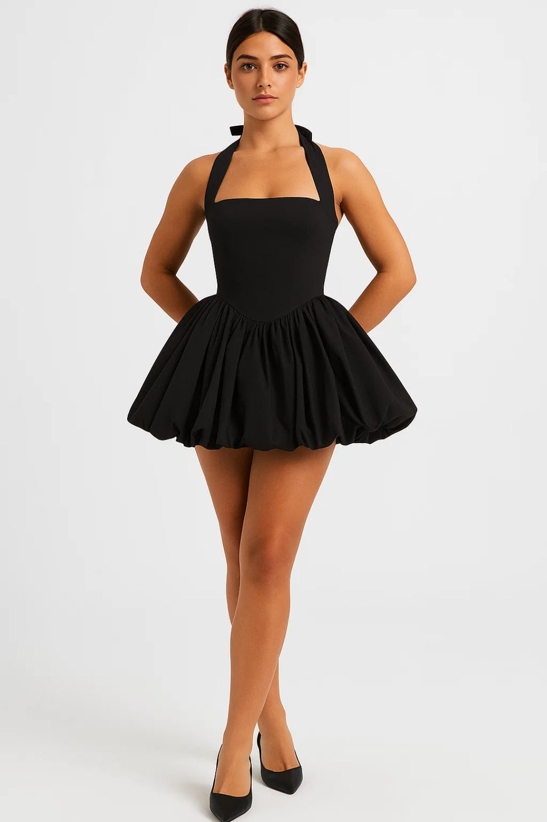 Mini Jurk Dames - Halter Neck met Volumineuze Bolrok | Chique 5