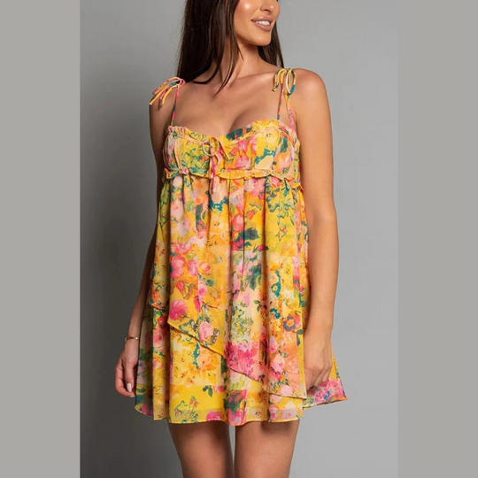 Mini-Sommerkleid Damen mit Blumenmotiv - Chinky