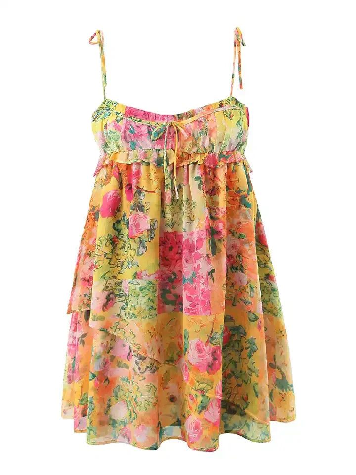 Mini-Sommerkleid Damen mit Blumenmotiv - Chinky