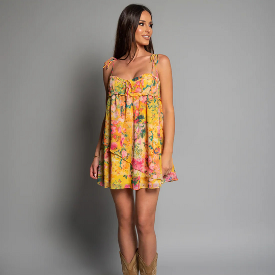 Mini-Sommerkleid Damen mit Blumenmotiv - Chinky