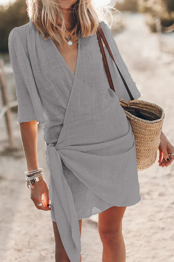 Mini-Sommerkleid Damen mit Geknoteter Wickeloptik - Kayla 8