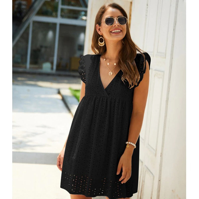 Mini-Sommerkleid Damen mit Lochstickerei - Arabella 1