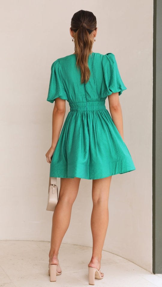 Mini jurk Dames | Flatterende V-hals & Tailleaccent