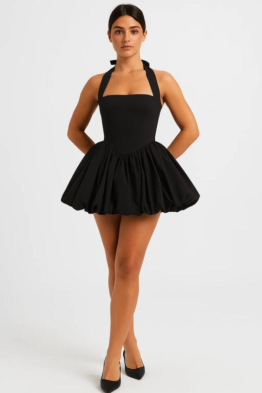 Mini Jurk Dames - Halter Neck met Volumineuze Bolrok | Chique 5