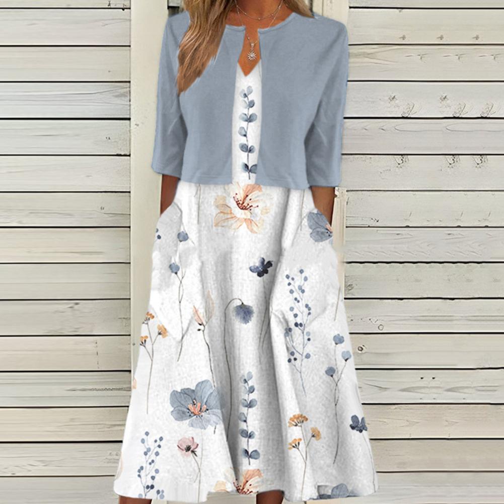 ModeParisienne® Elbera | Rozen Elegante Jurk & Jas Set 0