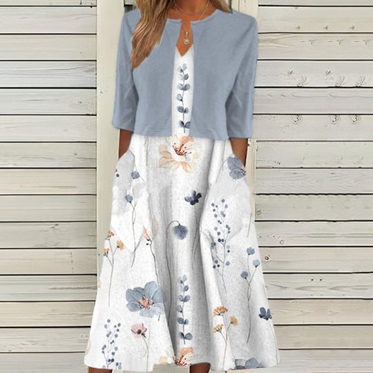 ModeParisienne® Elbera | Rozen Elegante Jurk & Jas Set 0