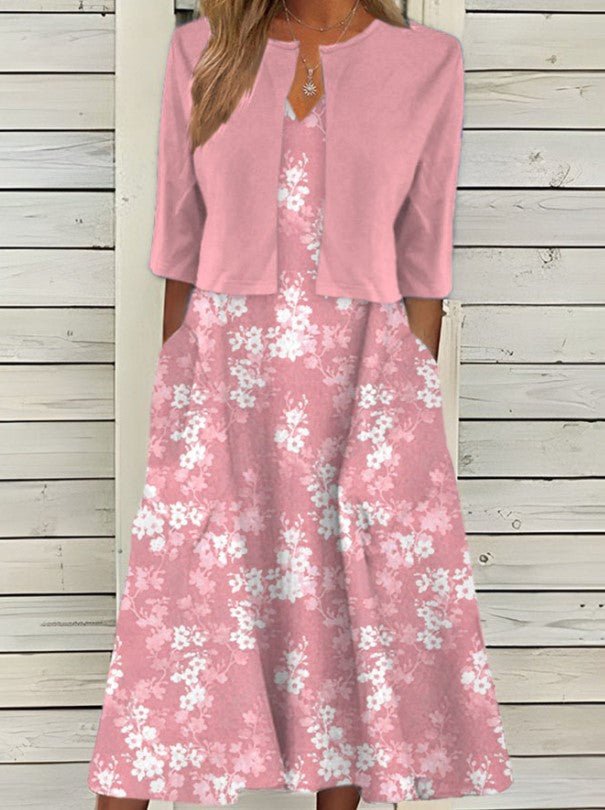 ModeParisienne® Elbera | Rozen Elegante Jurk & Jas Set 2