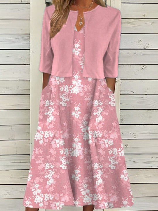 ModeParisienne® Elbera | Rozen Elegante Jurk & Jas Set 2