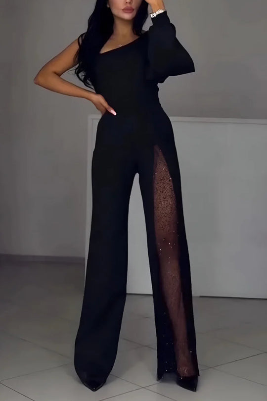 Moderne jumpsuit Dames | One-Shoulder & Wijde Pijpen