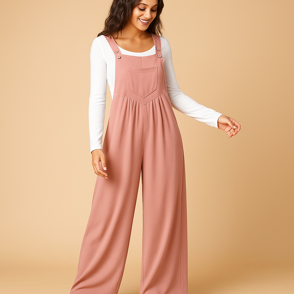 Mouwloze jumpsuit met zakken en gerimpeld ontwerp voor dames | Yolanda 0