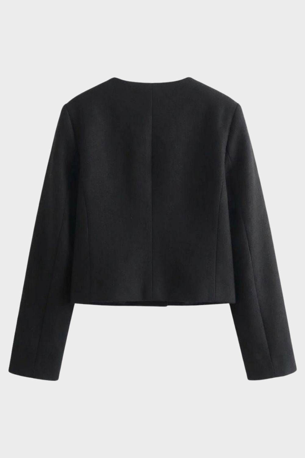 Damen Kurze Jacke Knopfleiste Rundhals Taschen Strukturiert 2