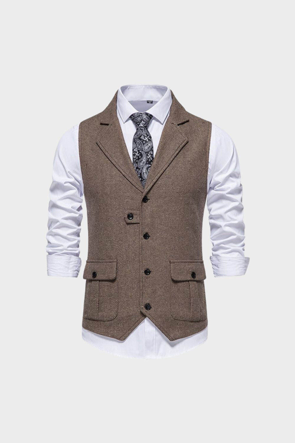 Herren Anzugweste Knopfleiste Taschen Slim Fit Weste 1
