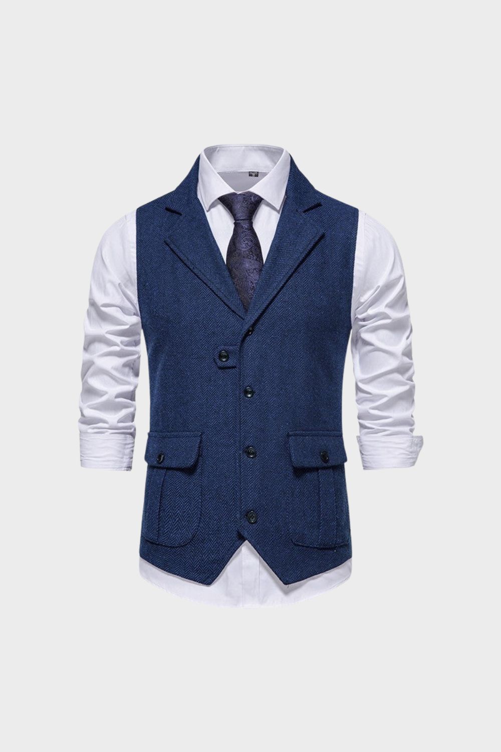 Herren Anzugweste Knopfleiste Taschen Slim Fit Weste 6