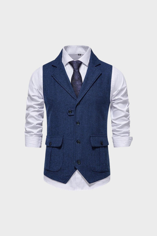 Herren Anzugweste Knopfleiste Taschen Slim Fit Weste 6