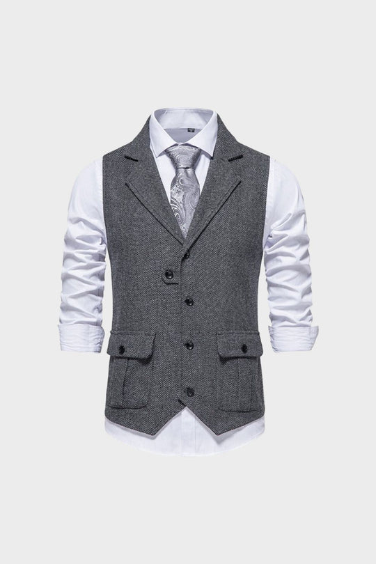 Herren Anzugweste Knopfleiste Taschen Slim Fit Weste 7