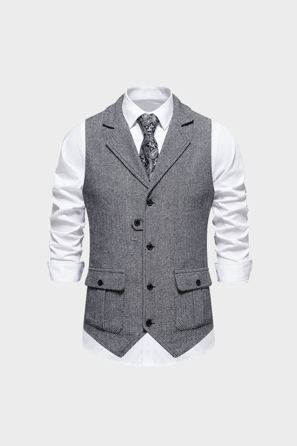 Herren Anzugweste Knopfleiste Taschen Slim Fit Weste 9