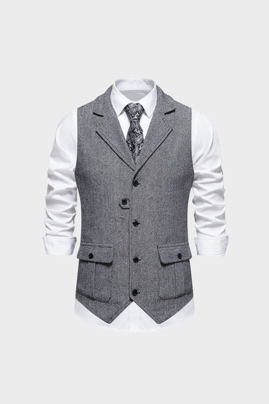 Herren Anzugweste Knopfleiste Taschen Slim Fit Weste 9