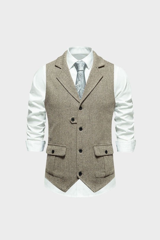 Herren Anzugweste Knopfleiste Taschen Slim Fit Weste 11