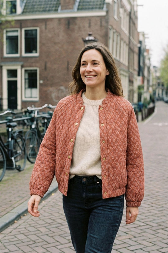 Damen Steppjacke Stehkragen Druckknöpfe Elastische Abschlüsse 4
