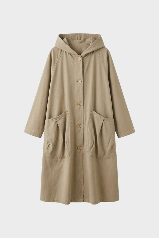Damen Mantel Kapuze Knopfleiste Taschen Freizeit Herbst 1