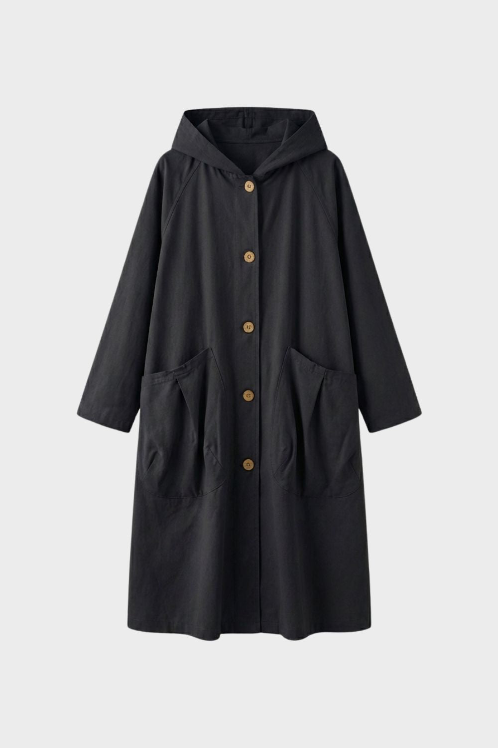 Damen Mantel Kapuze Knopfleiste Taschen Freizeit Herbst 5
