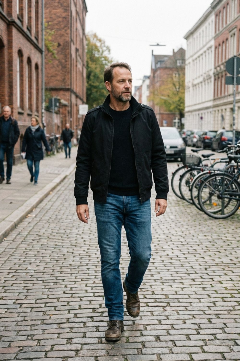 Herren Jacke Stehkragen Reißverschluss Schmale Passform mit Karomuster