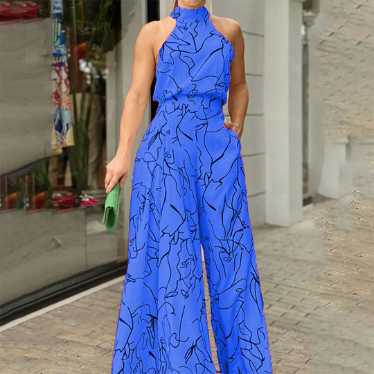 Neckholder-Jumpsuit Damen mit Print - Juliana 10
