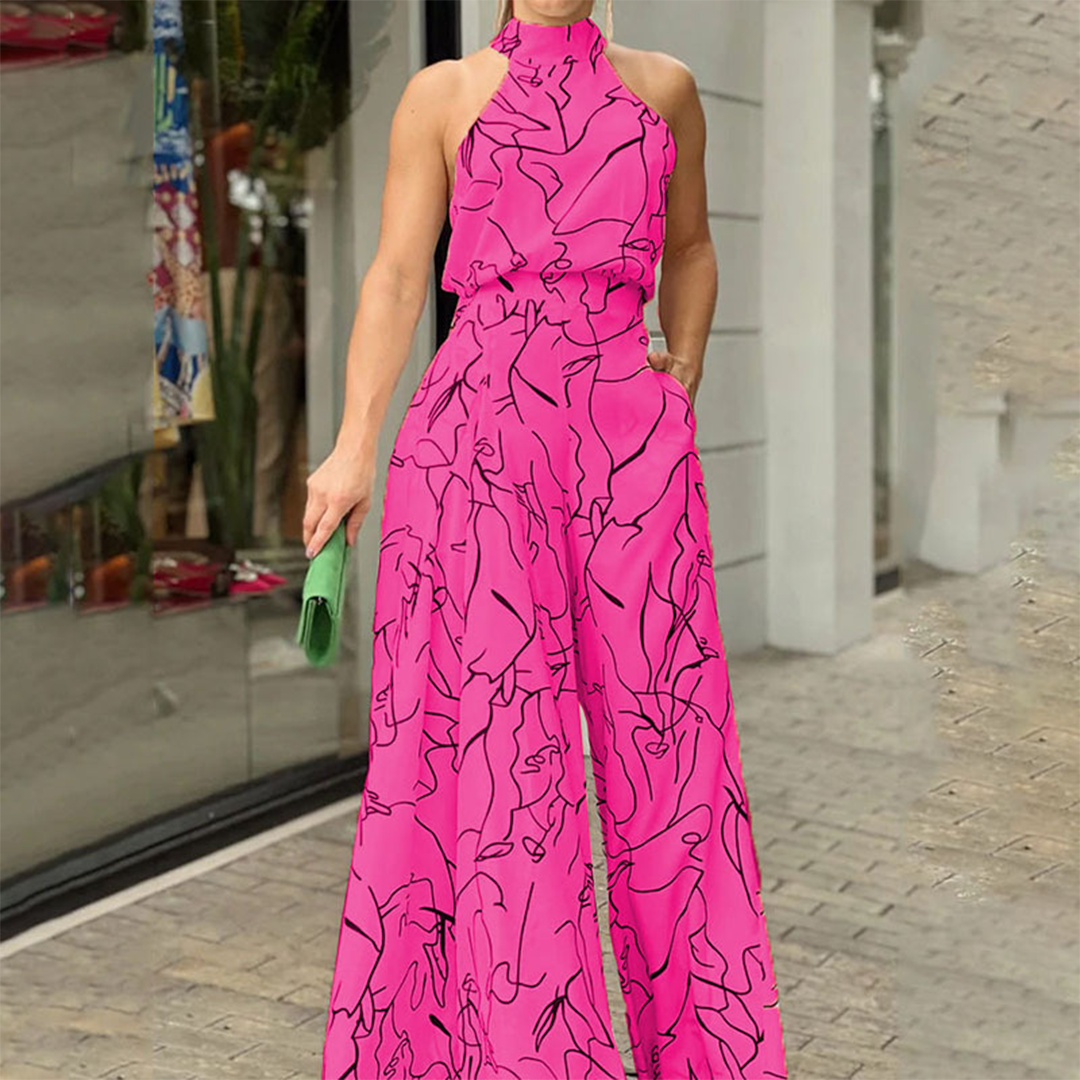 Neckholder-Jumpsuit Damen mit Print - Juliana 4