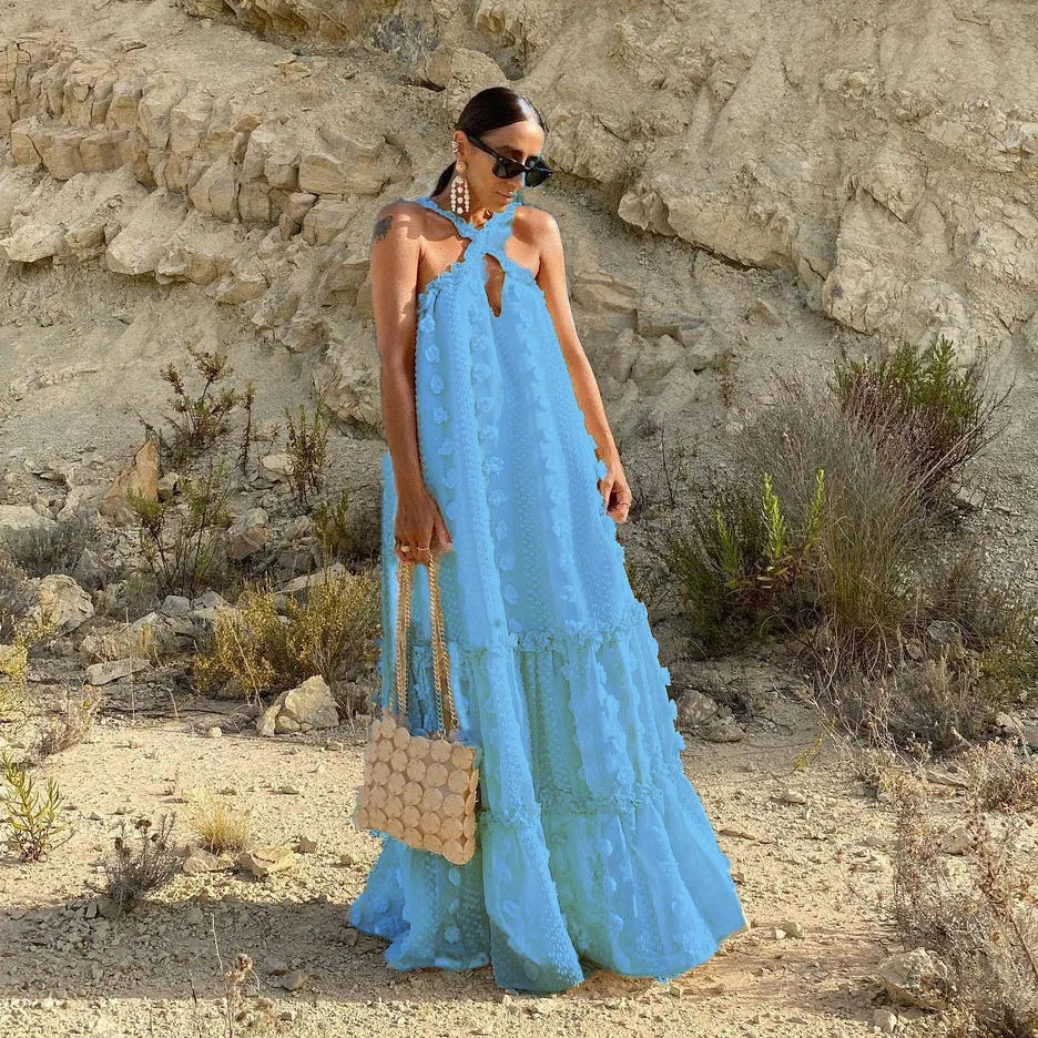 Neckholder-Maxikleid für Hochzeitsgäste Damen - Rubi 10