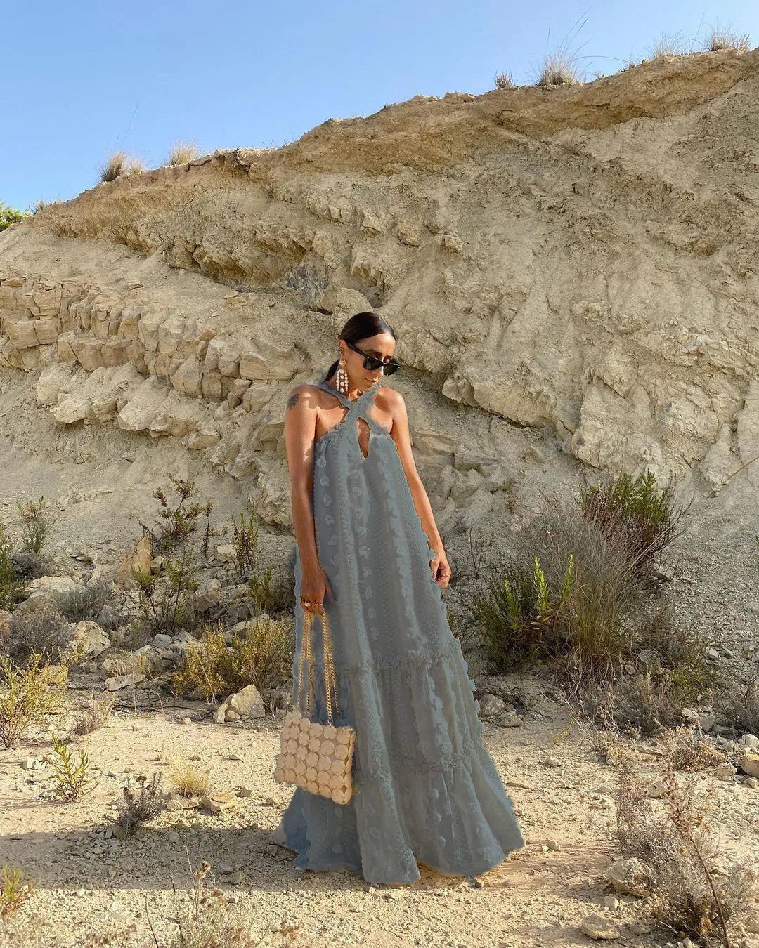 Neckholder-Maxikleid für Hochzeitsgäste Damen - Rubi 11