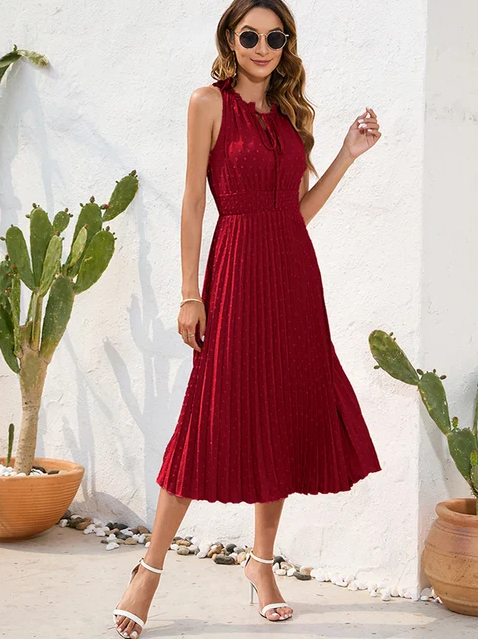 Neckholder-Midikleid Damen mit Falten - Bea 11
