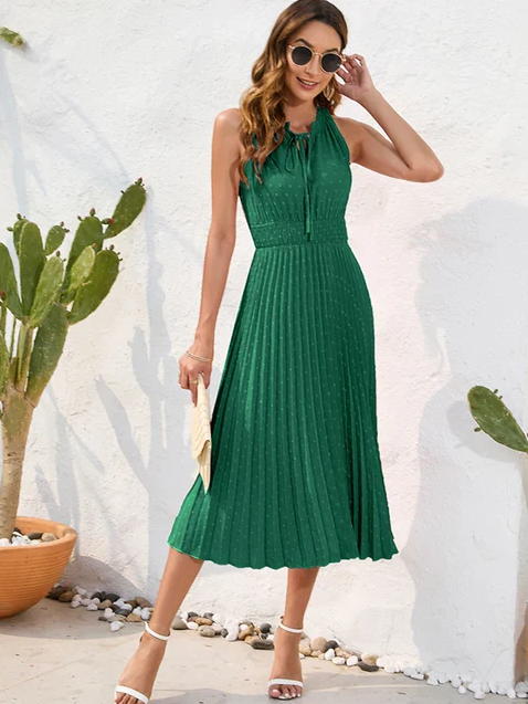 Neckholder-Midikleid Damen mit Falten - Bea 2