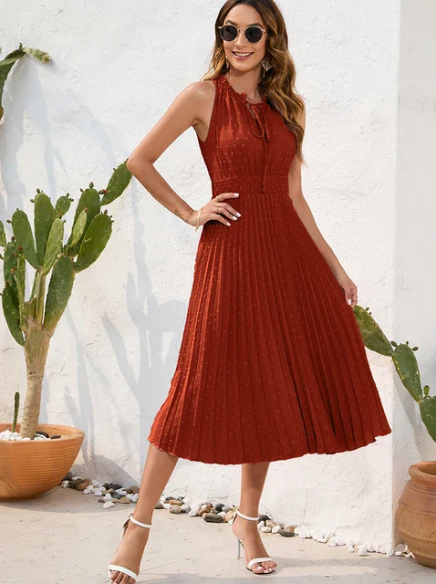 Neckholder-Midikleid Damen mit Falten - Bea 5