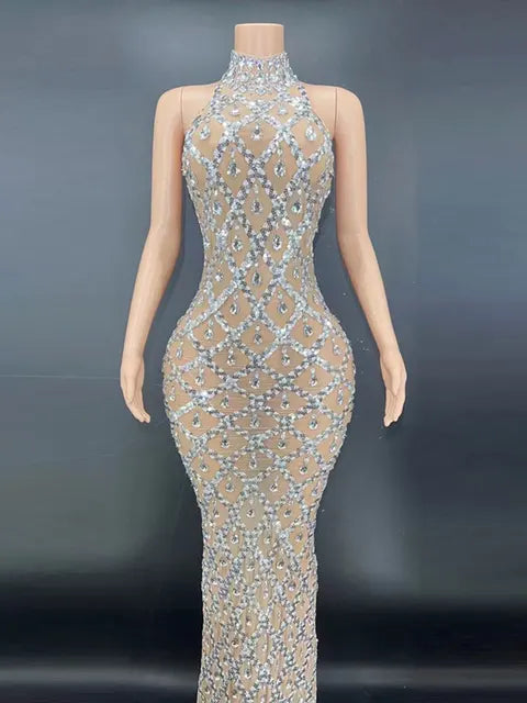 Neckholder-Pailletten-Maxi-Partykleid Damen - Laila 5