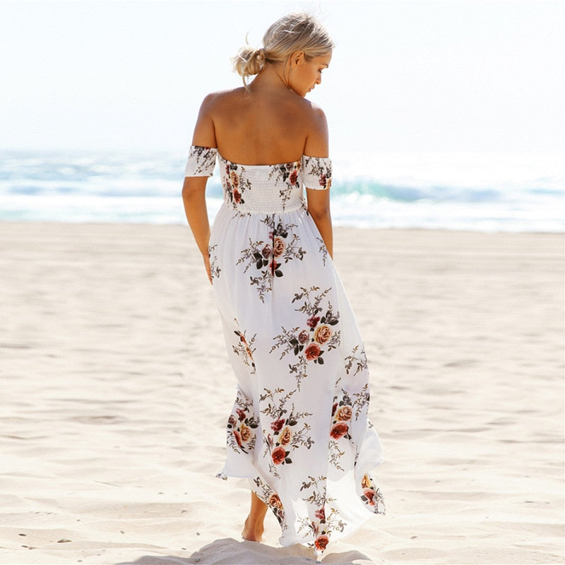 Off-Shoulder-Maxi-Sommerkleid Damen - Divine 10