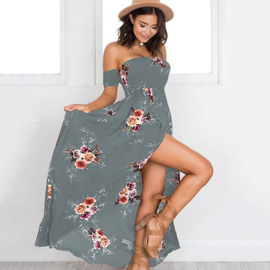 Off-Shoulder-Maxi-Sommerkleid Damen - Divine 11