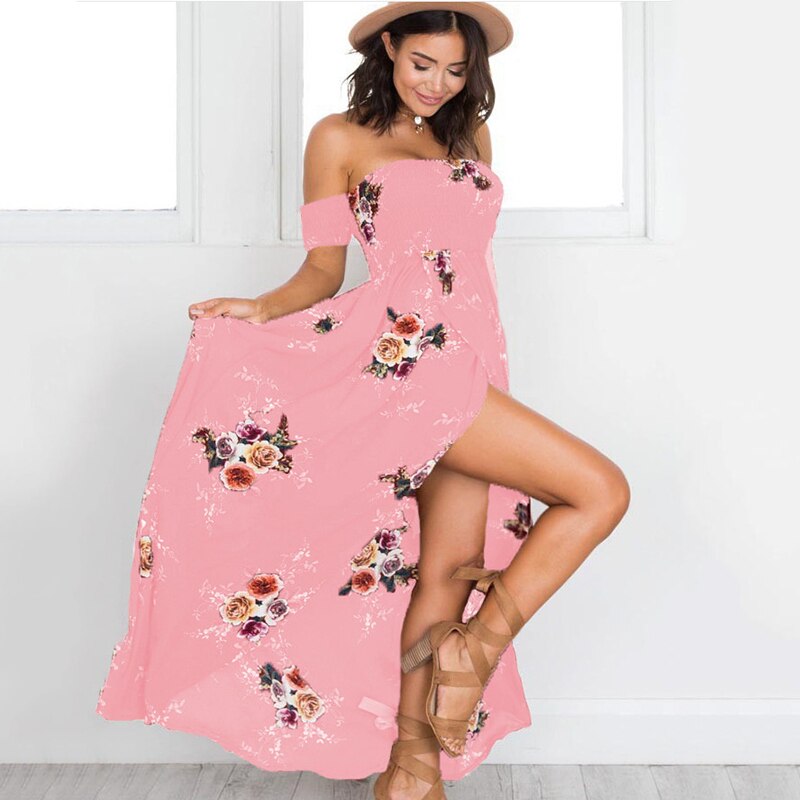 Off-Shoulder-Maxi-Sommerkleid Damen - Divine 13