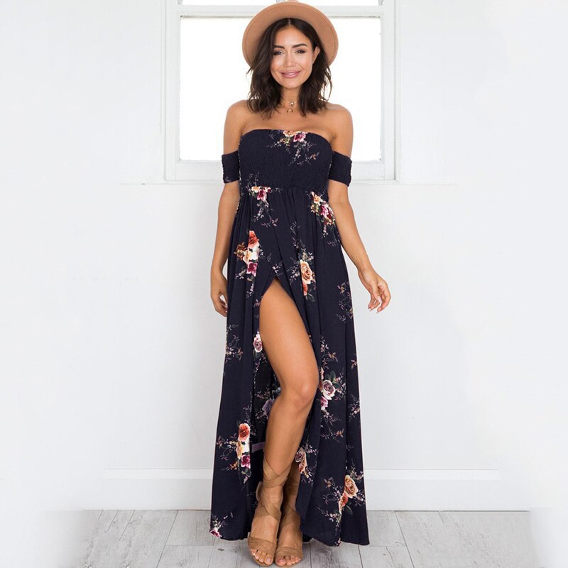 Off-Shoulder-Maxi-Sommerkleid Damen - Divine 14