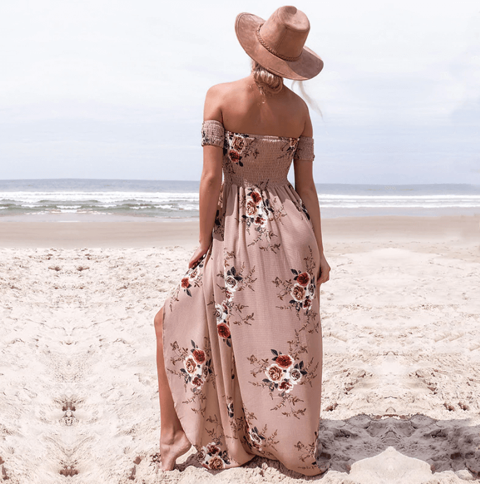 Off-Shoulder-Maxi-Sommerkleid Damen - Divine 2