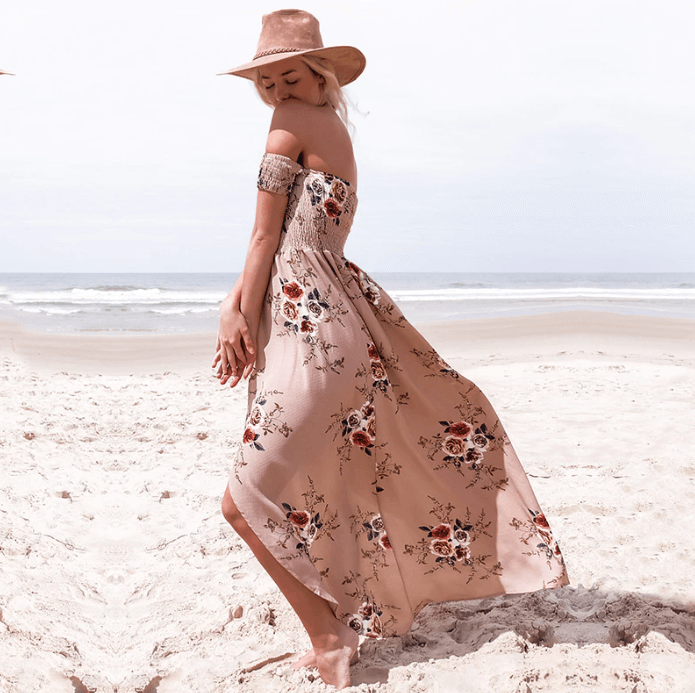 Off-Shoulder-Maxi-Sommerkleid Damen - Divine 4