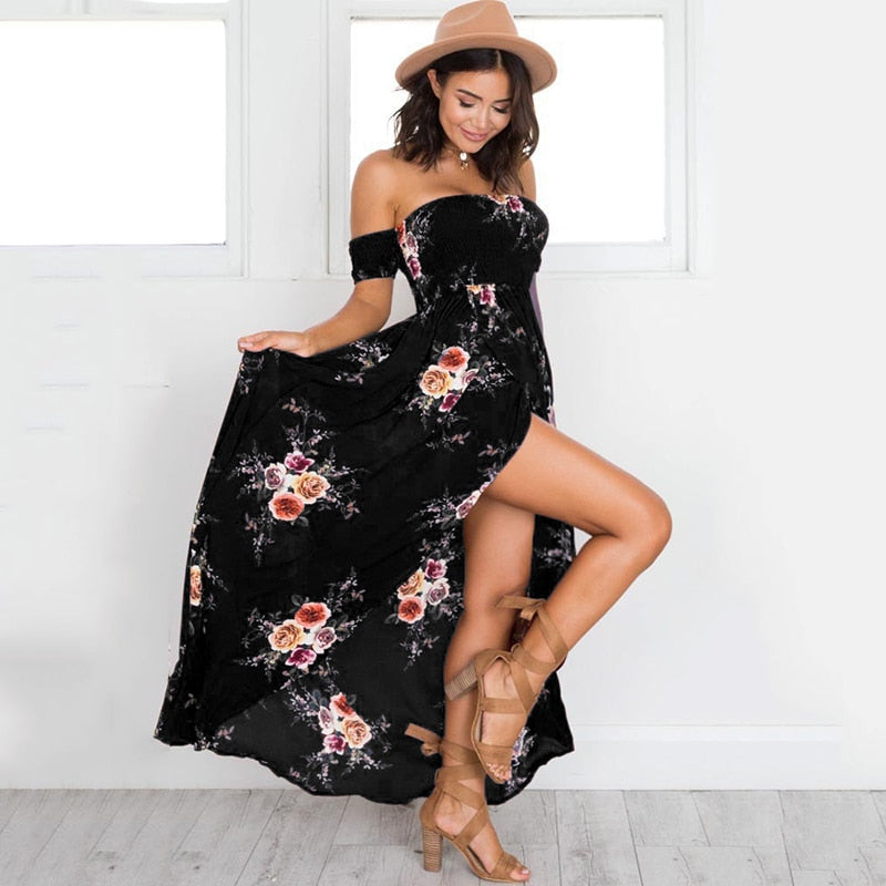 Off-Shoulder-Maxi-Sommerkleid Damen - Divine 9
